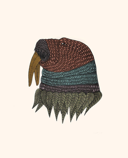 2024 PRINT by PAUOJOUNGIE SAGGIAK  *Beaded Walrus 3*