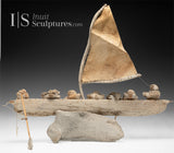 RESERVED 24" Masterpiece Whale Bone Umiak (Boat) by Bob Kussy & Goota Ashoona *AHOY!*