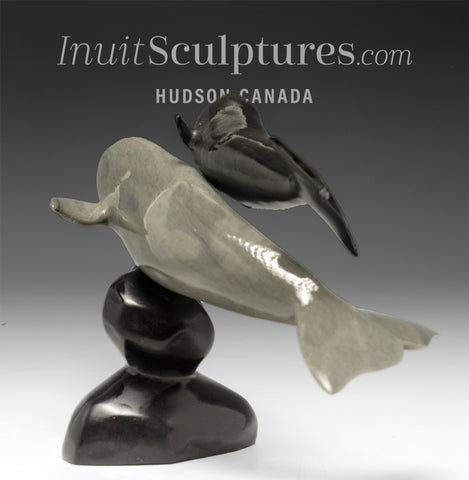 10" Mother and Calf Belugas by Jimmy Iqaluq *Eternal Bond*