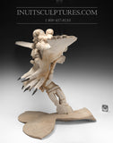 36" Mother & Child riding on Bird Whalebone Collage by World Famous James Alivaktuk