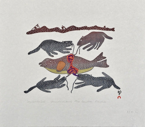 1981 DOGS EAT THE SEAL by Pitseolak Ashoona