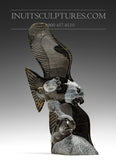 9" Eagle with Fish by Pitseolak Qimirpik